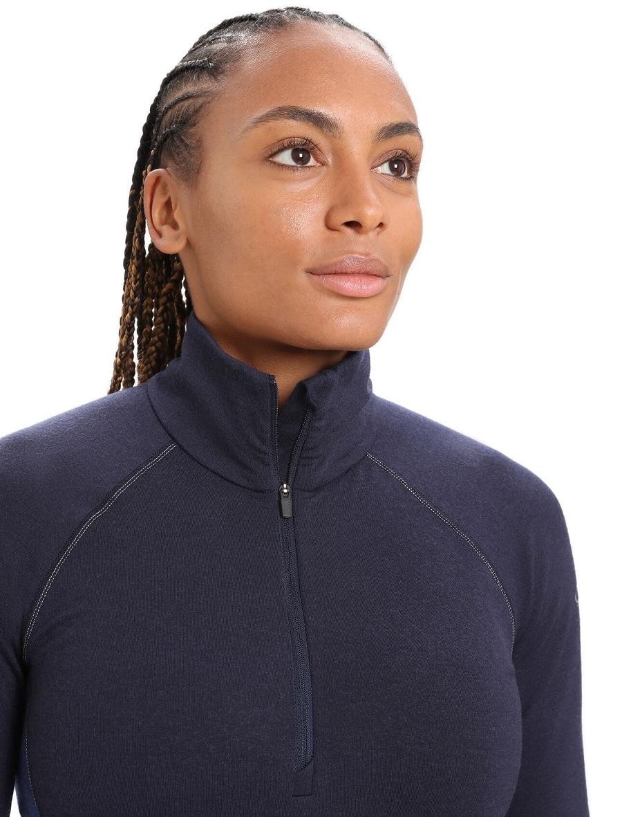 Women's Icebreaker BodyfitZone™ Merino 260 Zone Long Sleeve Half Zip Thermal Top Base Layers Midnight Navy / Royal Navy | CA 1050YXFU